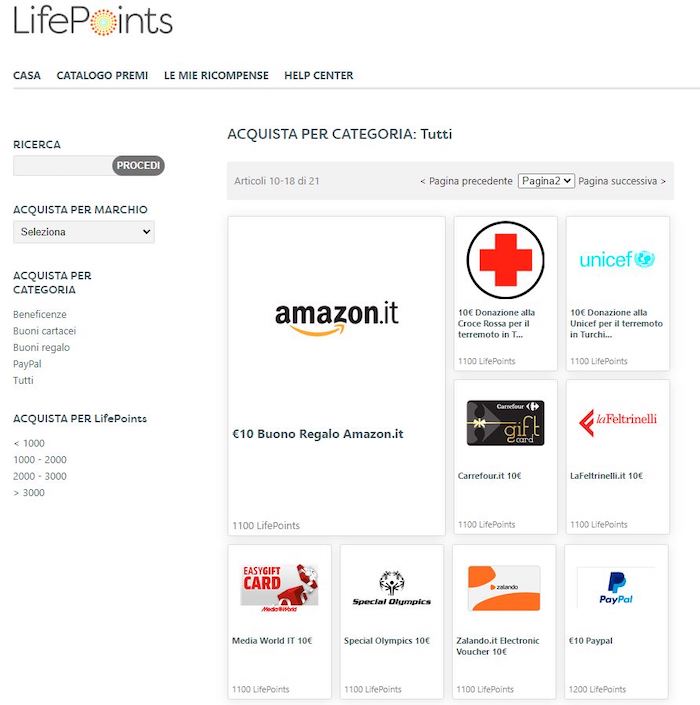 alcuni premi lifepoints